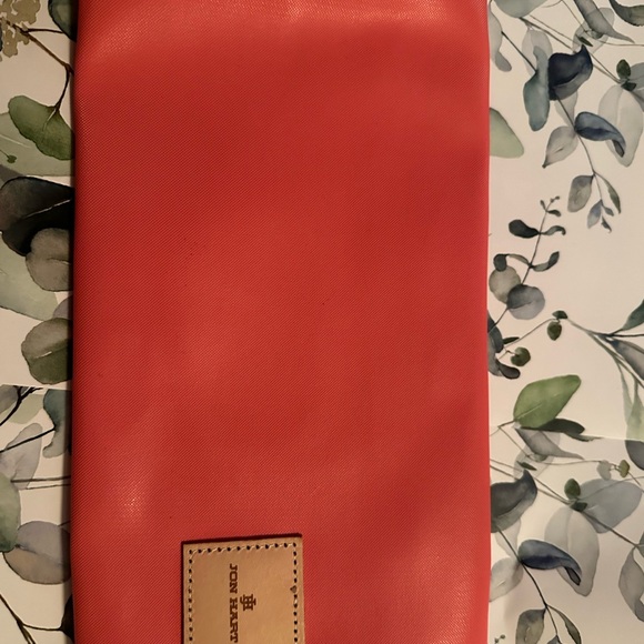 NWOT Orange/Coral Leather Money Bag monogrammed “Michelle” - Picture 2 of 3